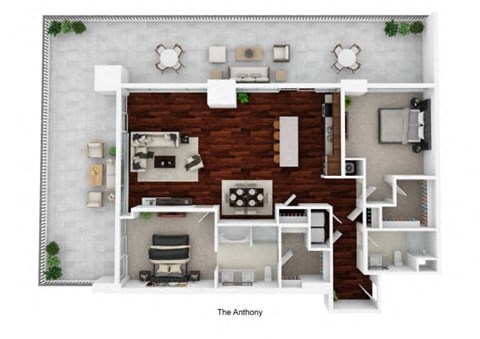 Floor plan for 2 beds, 2 baths, 1558 sqft